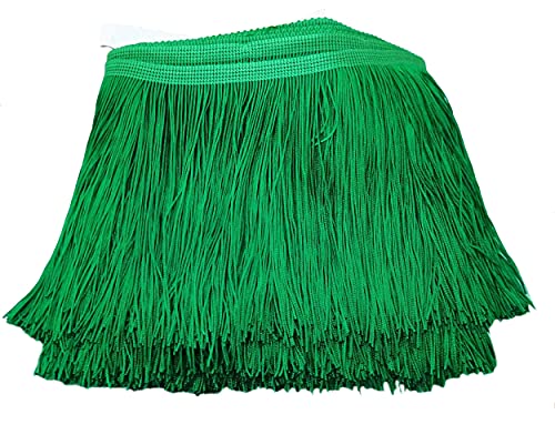 "Lauthen.S 10 Yards of 3.5"" Chainette Fringe Trim Tassel Sewing Trim for DIY Craft Latin Dress Lamp Shade Decoration Green"