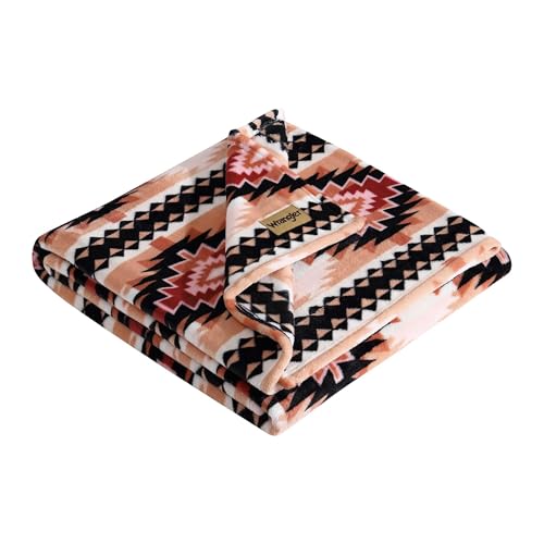 "Wrangler - Throw Blanket, Soft Plush Fleece Bedding, Yellowstone Inspired, Western Decor for Bed or Couch (Plains Creek Pink, 50"" x 70"")"