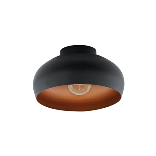 Eglo Ceiling Light Fitting Mogano 2, Flush Mount Ceiling lamp, Living Room and Hallway Lighting Made of Metal in Black and Copper, E27 Socket