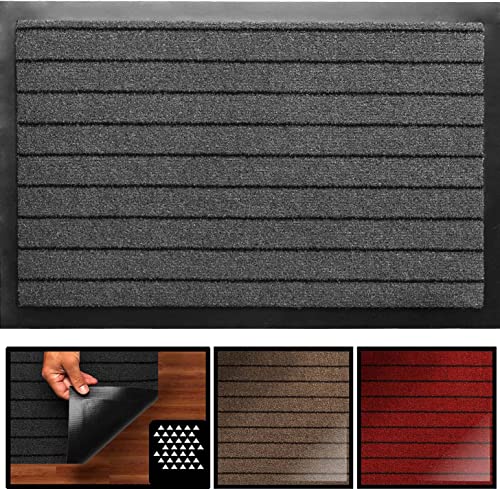 LucaHome Nevada Entrance Doormat Home Entrance Mat Non-Slip Waterproof Washable Anti-Bacterial Hallway Kitchen Bedroom Doormat Indoor and Outdoor (Grey, 90 x 150 cm)