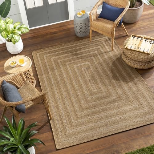 Livabliss Acaya Indoor Outdoor Rug - Large Boho Rugs for Living Room 120x170 cm Dining, Kitchen Carpet, Patterned Neutral and Coloured Rugs, Waterproof, Stain Durable - Amber, Tan, Brown