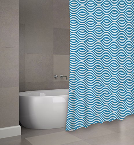 "MSV ""Sahara Polyester Shower Curtain, Blue, 180 x 200 cm"