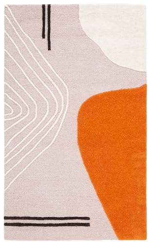 SAFAVIEH Geometric Rug for Living Room, Dining Room, Bedroom - Rodeo Drive Collection, Medium Pile, in Ivory and Light Pink, 91 X 152 cm