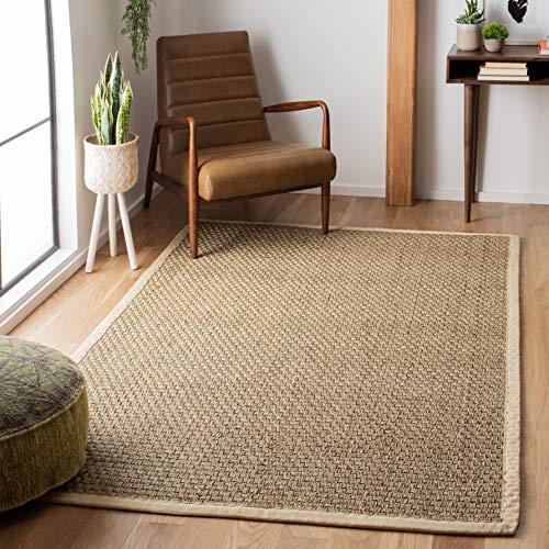 SAFAVIEH Natural Fiber Rug for Living Room, Dining Room, Bedroom - Natural Fiber Collection, Short Pile, in Natural and Brown, 79 X 152 cm