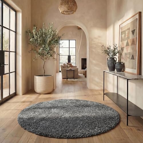 Safavieh Shag Rug for Living Room, Dining Room, Bedroom - August Shag Collection, Short Pile, in Grey, 122 X 122 cm