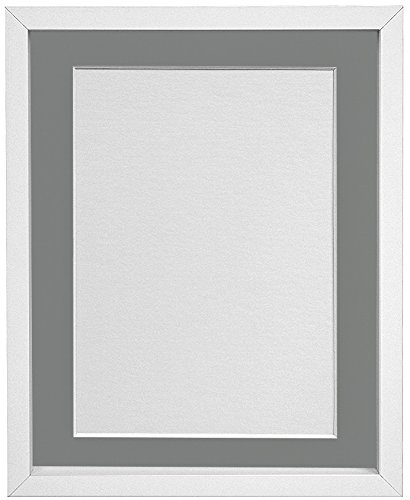 FRAMES BY POST Rio Picture Photo Frame, MDF Wood, White with Dark Grey Mount, 14 x 8 Inches Image Size 10 x 4 Inches