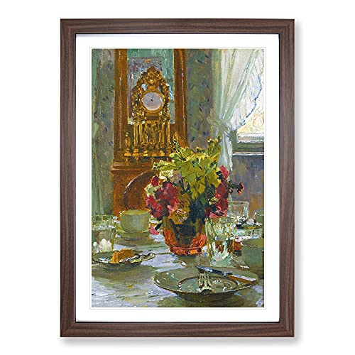 The Breakfast Table by Carl Moll Framed Print - A2 Walnut Framed Wall Art - Ready to Hang - Modern Nature Picture - Living Room Bedroom Lounge Office