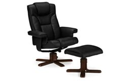 Julian Bowen Malmo Swivel Recliner & Stool Black - H105 x W82 x D83cm