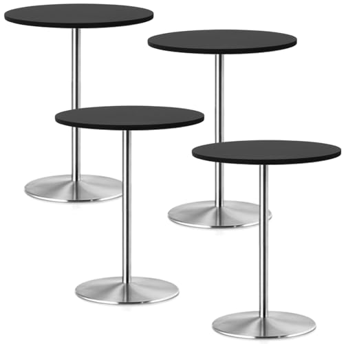 4 Pack Elastic Small Round Fitted Tablecloths for 30 Inches Cocktail Tables Topper Cap Picnic Table Cover Waterproof Stretch Washable Folding Spandex Table Cloth for Dining Bar Pub and Parties (Grey)