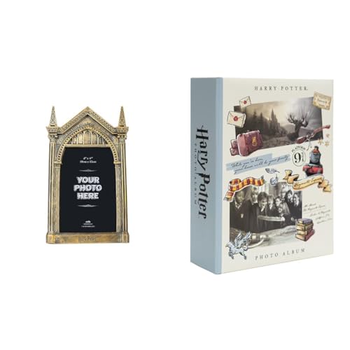 Grupo Erik Harry Potter The Mirror Of Erised 3D Photo Frame - 4 x 6 in - 10 x 15 cm & Harry Potter Album - 6x4 - 10x15 cm - Family Photo Album 100 Pockets