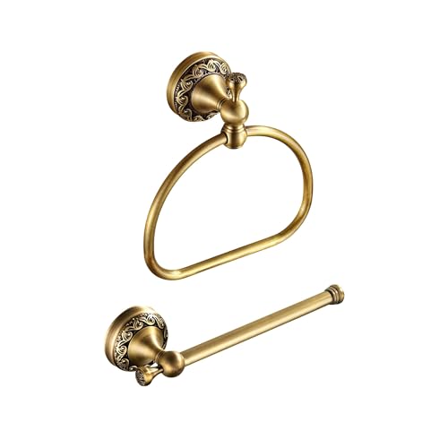 NIMURY Antique Toilet Paper Holder Hand Towel Holder 2 Pieces Set Bathroom Hardware Towel Ring Tissue Roll Holder Toilet Tissue Holder Antique Bathroom Accessories Set Wall Mount Stainless Steel