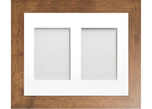 Frame Company Watson Rustic Multi-Aperture Photo Frame with Mount, 14x11 for 7x5 (x2) * Choice of Frame Colour and Mount Design* NEW