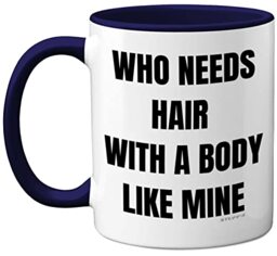Stuff4 Bald Mug, Funny Birthday Gift for Him - Novelty 11oz Navy Blue Ceramic Dishwasher Safe Mug, Baldi for Men, Dad, Christmas, Father's Day
