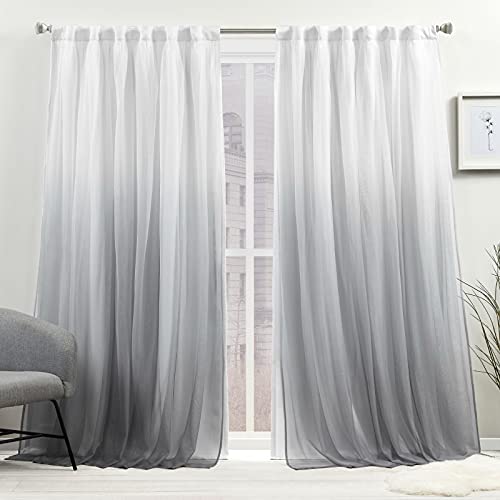 "Exclusive Home Crescendo Lined Room Darkening Blackout Hidden Tab Top Curtain Panel Pair, 52""x96"", Grey, Set of 2"