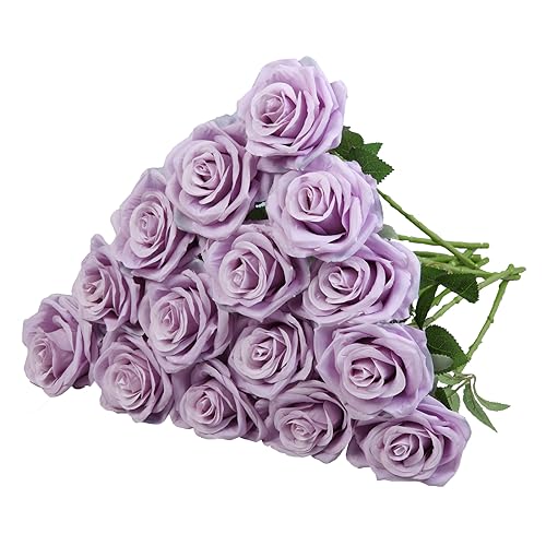 Carlita???s Blooms 15pcs Fake Roses Artificial Silk Flowers Faux Rose Flower Long Stems Bouquet for Arrangement Wedding Centerpiece Party Home Kitchen Decor