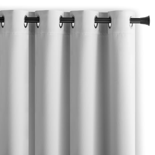 AmeliaHome Blackout Curtain 140 x 175 cm White Eyelet Curtain Opaque Window Decoration Curtain