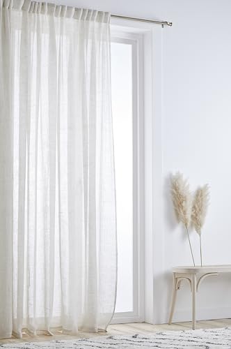 Jotex Ellen Multifunctional Curtain - Linen Curtain Extra Wide 100% Linen (Pack of 1) - Linen Beige, 220 cm