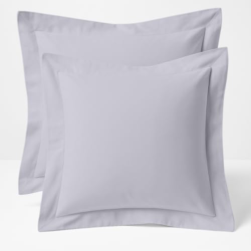 Cotton Metrics Heavy Quality European Square Pillow Shams Set of 2 Silver 600TC 100% Organic Cotton Euro Pillow Shams 28x28 Pillow Cover, Cushion Cover Euro Size (Euro 28x28, Silver)