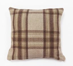 Rapport Home Highland Check 100% Cotton Square Cushion Cover 43 x 43cm Cream, Natiral