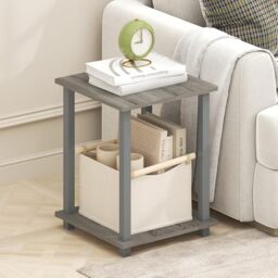Furinno SIMPLISTIC Side Table Set of 2, End Table, Night Stand, Nightstand, Bedside Table, for Living Room, Bedroom, Grey Oak