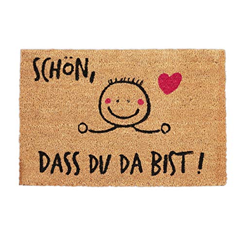 Relaxdays Coir Doormat, Universal Door and Entryway Rug, Non-Slip Welcome Mat, WxD: 60 x 40 cm, Natural/Black