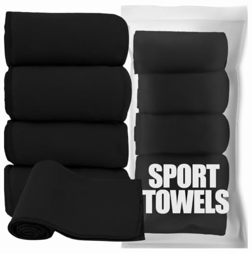 Vnoss Microfiber Quick Dry Gym Towel, Lint Free Odor-Free Absorbent Fiber, Fast Drying, Men & Women Workout Gear for Body Sweat, Working Out, Towels (Black, 5Pack - 16 * 27Inch)