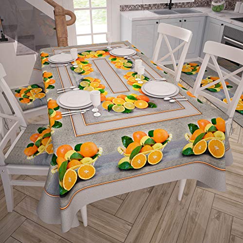 PETTI Artigiani Italiani Rectangular, Microfiber, Decorative Printed Table Cloth, 100% Made in Italy, Oranges, 140x450 cm