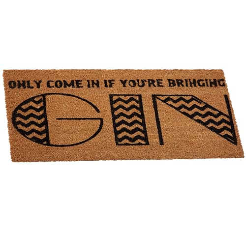 Premier Housewares Filta Indoor Doormat with Decorative Text, Natural Coir Door Mat with Non-Slip Backing for Hallways and Entrances