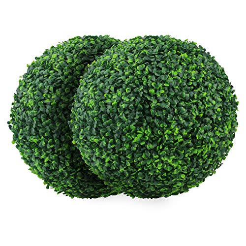Sunnyglade 2 PCS 15.7 inch 4 Layers Artificial Plant Topiary Ball Faux Boxwood Decorative Balls for Backyard, Balcony,Garden, Wedding and Home D??cor (15.7 inch)