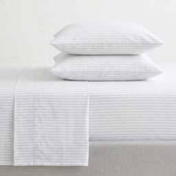 Nautica - Queen Sheets, Cotton Percale Bedding Set, Casual Home Decor (Buoy Line Grey, Queen)