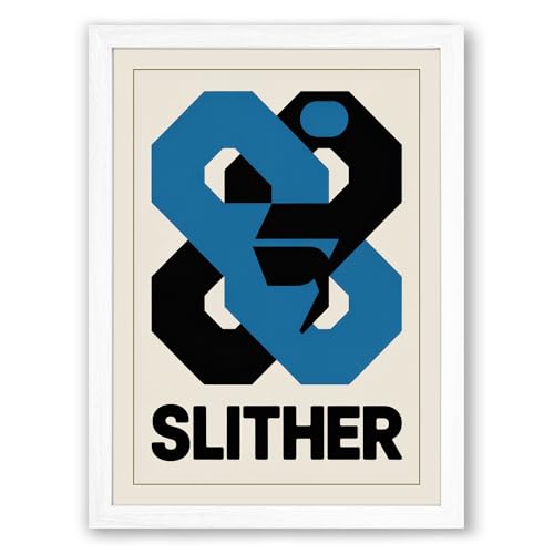 Slither Logo Geometric Framed Wall Art Print A4 (29.7×21cm) White, Wall Decor for Living Room, Bedroom, Office & Home, Ready to Hang, Art Gift