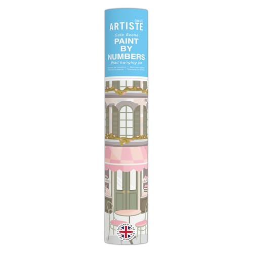 DOCRAFTS ARTISTE Wall Hanging Paint by Numbers, Caf?? Scene, Summer Craft, Gift, 21 Acrylic Colour Paint 3 Size Brush Set, Adults Craft, Hobbies Craft, Number Coded Design, Personalised Art