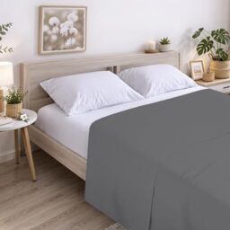 ECOMMERC3 - Top Sheet for Bed 135 cm 100% Soft, Breathable Cotton Extra Soft Top Sheet Anthracite