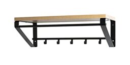 HAKU Wandkapstok eiken, zwart, MDF, metaal - Maat: B 80 cm x H 30 cm x D 5 cm, Stijl: Modern