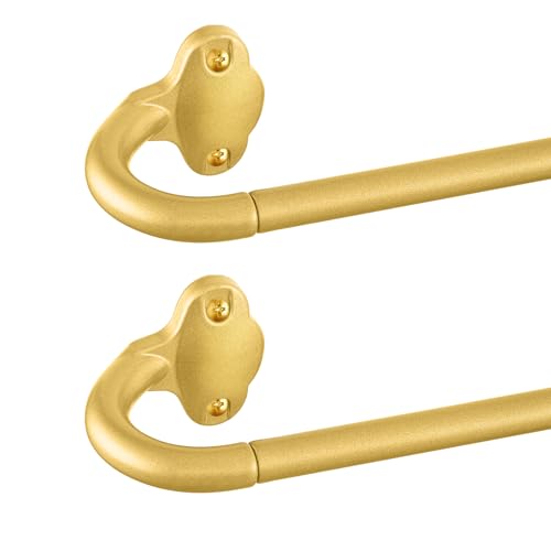 "TVWOO Gold Wrap Around Curtain Rods 2 Pack:Small Blackout Adjustable Window Curtain Rod for Bedroom Kitchen Apartment Renter Friendly,Room Darkening Curved Drapery Rods Easy Install,Brass Gold 28-48"""