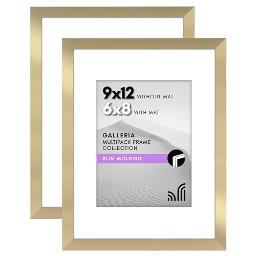 Americanflat 9x12 Picture Frame Set of 2 - Gold - Polished Plexiglass - Classic Style - Wall Mount - 2 Count