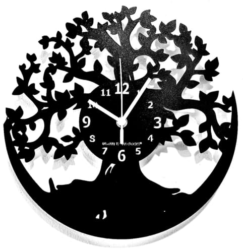 Instant Karma Clocks - Tree of Life Wall Clock Design – Silent No-Ticking - Perfect for Bedroom, Office, Studio, Cabin, Living Room – Unique Decoration