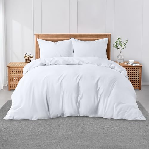 GC GAVENO CAVAILIA Super King Plain Dyed Duvet Cover Set with Pillowcase - Soft Comfortable, Lightweight Polycotton Bedding, Easy-Care - Quilt Comforter Cover - White