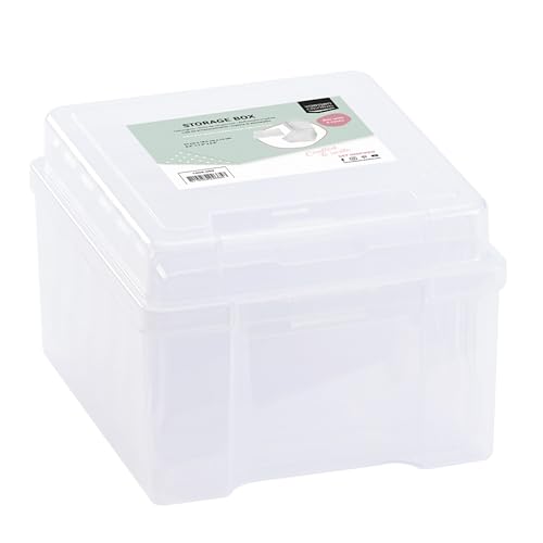 Vaessen Creative Transparent Storage Box with Lid and 6 Cases, For Cutting Dies, Photos and other Craft Supplies, 21 x 18.5 x 14 cm, 1009-009