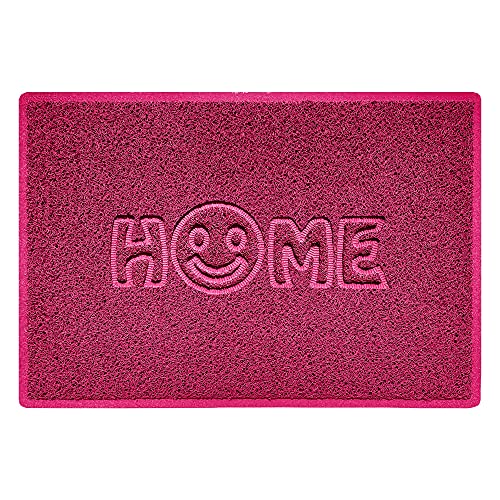 Nicoman SMILEY FACE Embossed Shape Door Mat Dirt-Trapper Washable Barrier Doormat-(Use Indoor or Sheltered Outdoor)-(90x60cm/3x2ft,Large) Pink
