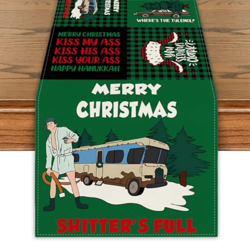 Christmas Vacation Table Runner Funny Griswold Family Cousin Eddie New Year Winter Xmas Table Decor Christmas Decorations for Home Party