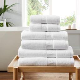 GC GAVENO CAVAILIA 6 Piece Bamboo Towel Set - 2 Hand Towels - 2 Bath Towels & 2 Bath Sheets (60% Bamboo, 40% Cotton) - 500 GSM Super Soft & Quick Dry Towel - Luxury Bathroom Towel Set - White