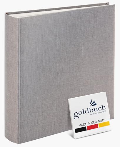Goldbuch Summertime Trend 2 31606 Photo Album with 100 White Pages with Parchment Dividers, Photo Album with Linen Cover, up to 600 Pictures, High-Quality Paper, Grey, 30 x 31 cm