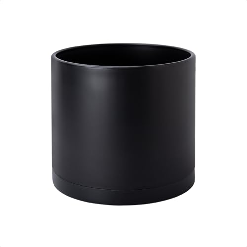 "D'vine Dev - 8"" Plastic Planters with Drainage Hole and Seamless Saucer, Black, 74-X-B-1"
