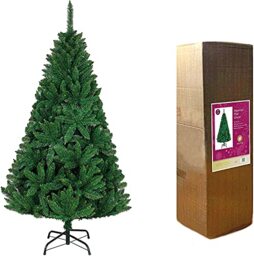 10ft/3m Green Bushy Imperial Pine Artificial Deluxe Christmas Tree Hinged Branches 2516 Pencil Point Tips with Metal Stand Xmas Home Decorations