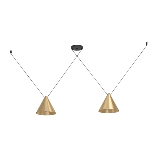 Eglo Pendant Lamp Narices 1, Retro Dining Light, Vintage Ceiling Light in Black and Brushed Brass Metal, E27 Socket
