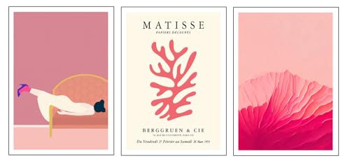 DKORARTE Set of 3 A3 Decorative Wall Sheets for Pictures Living Room Decoration Modern, Bedrooms, Room, Without Frame, Figurative, Woman, Matisse, (41 x 29.7 cm)