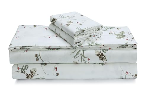 Tribeca Living 100% Cotton King Flannel Bed Sheet Set, Ultra-Soft Portuguese Flannel Sheets, Extra Deep Pocket 4-Piece Bedding Set, 170-GSM Cozy Flannel, Harmony