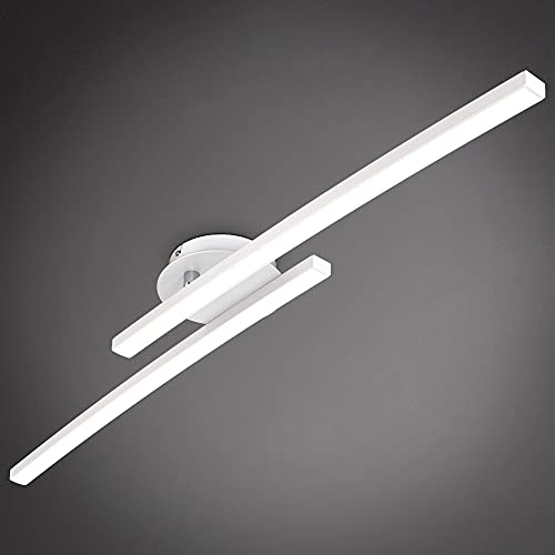 B.K.Licht LED Ceiling Light, 12W, 1300Lm, Warm White Light 3000K, Built-in LED Boards, 1 Adjustable bar, Curved Design, White Ceiling Fixture for bedrooms