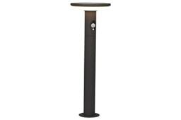 4lite Outdoor LED Circular Solar Bollard Light with PIR Sensor IP54 210lm Die-Cast Aluminium Graphite - Cool White